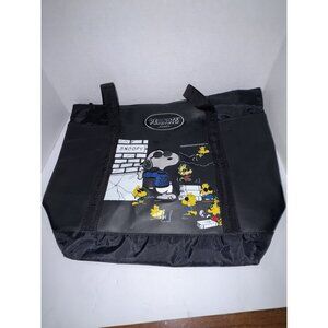 Snoopy Peanuts Woodstock Bag Tote Purse Black Joe Cool Embroidered